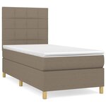 vidaXL Sommier à lattes de lit avec matelas Taupe 90x190 cm Tissu
