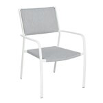 Ensemble repas de jardin 6 personnes effet pierre grise - table 180 cm + 1 lot de 6 fauteuils - RIMINI