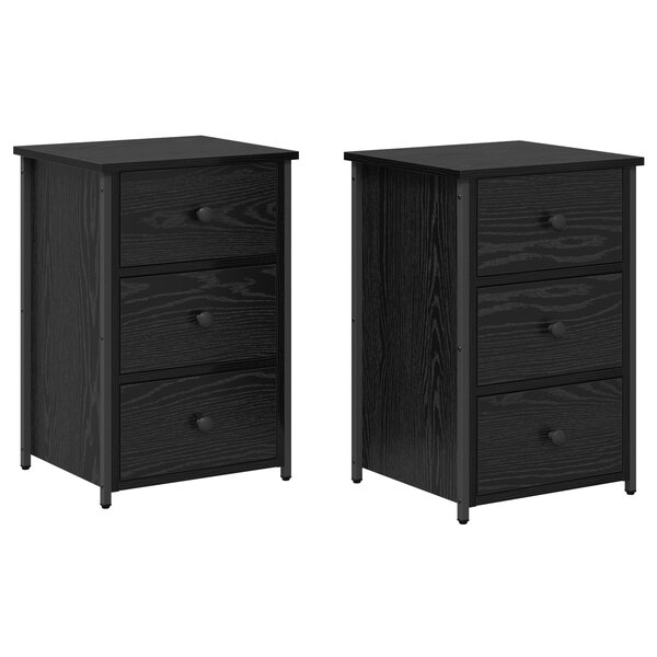 vidaXL Ensemble de tables de nuit en chêne noir Chêne noir Bois d'ingénierie