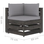 Vidaxl salon de jardin 5 pièces avec coussins bois imprégné de gris