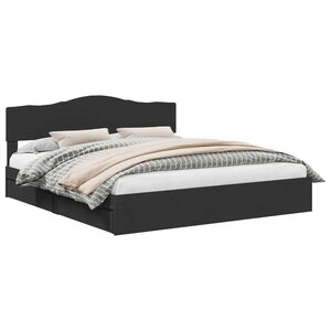 vidaXL Lit de Rangement Noir 200 x 200 cm Bois d'ingénierie