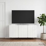 vidaXL Meuble TV 99 x 34 5 x 52 cm Blanc brillant Bois d'ingénierie