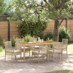 vidaXL Ensemble de salle à manger pour jardin 7 Pièces Beige Poly rotin