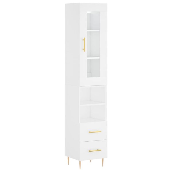 vidaXL Buffet haut Blanc 34 5x34x180 cm Bois d'ingénierie