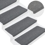 vidaXL Tapis d'escalier autocollants 15 Pièces 65x24 5x3 5 cm Gris
