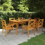 vidaXL Ensemble à manger de jardin 7 Pièces Bois d'acacia solide