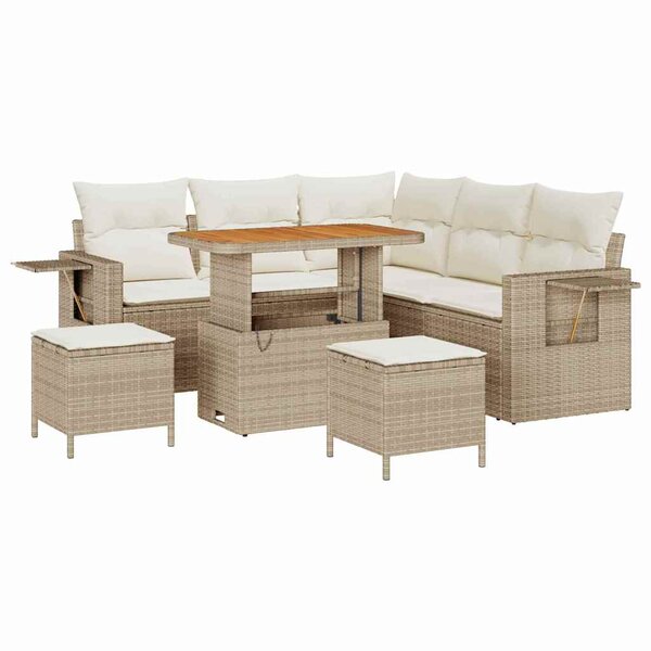 vidaXL Ensemble de canapé de jardin 8 Pièces Beige polyrotin
