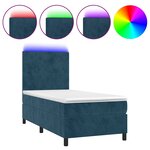 vidaXL Sommier à lattes de lit avec matelas et LED Bleu foncé 90x200cm