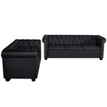 vidaXL Canapé Chesterfield à 2 places et à 3 places noir