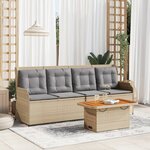 vidaXL Salon de jardin avec coussins 3 Pièces beige résine tressée