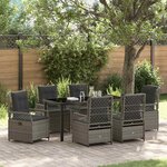 vidaXL Ensemble de salle à manger pour jardin 7 Pièces Gris polyrotin