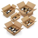 Caisse carton brune d'expédition 6 bouteilles avec calage carton à montage instantané (lot de 12)