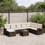 vidaXL Salon de jardin avec coussins 9 Pièces marron résine tressée