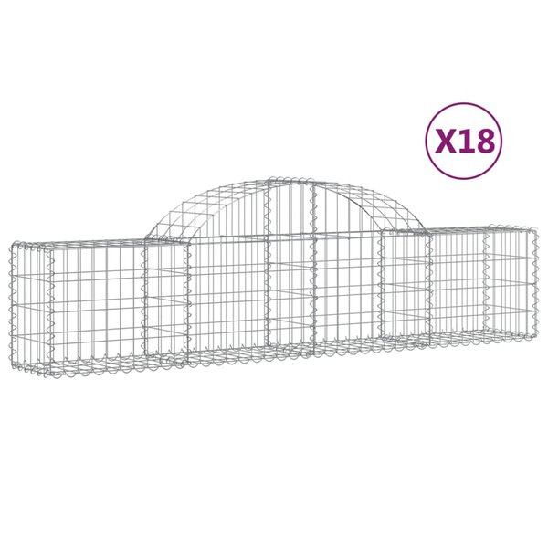 vidaXL Paniers à gabions arqués 18 Pièces 200x30x40/60 cm Fer galvanisé