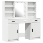vidaXL Ensemble de table de maquillage avec LED avec porte 3 Pièces Blanc