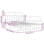 vidaXL Cadre de lit métal sans matelas et pied de lit blanc 140x200 cm