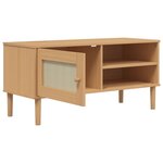 vidaXL Meuble TV SENJA aspect rotin marron 106x40x49cm bois massif pin