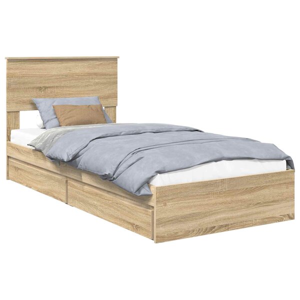 vidaXL Lit de Rangement Chêne Sonoma 90 x 190 cm Bois d'ingénierie