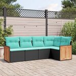vidaXL Salon de jardin 5 Pièces avec coussins noir résine tressée