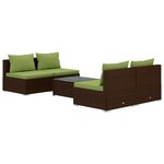 vidaXL Salon de jardin 5 Pièces avec coussins résine tressée marron
