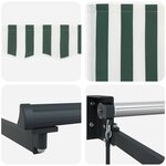 vidaXL Auvent Rayé Vert et blanc 3 x 2 5 m Polyester et métal
