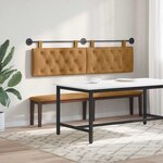 vidaXL Tête de lit suspendue Avec lumière LED Marron Velours