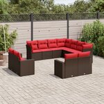 vidaXL Salon de jardin et coussins 11 Pièces marron résine tressée
