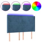 vidaXL Tête de lit à LED Bleu foncé 147x16x118/128 cm Velours