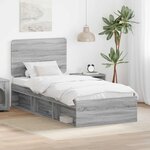 vidaXL Cadre de lit Gris Sonoma 75 x 190 cm Pin massif