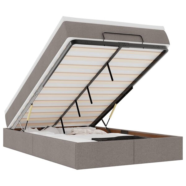 VidaXL Cadre de lit ottoman avec matelas taupe 120x190 cm tissu