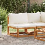 vidaXL Canapé central sectionnel et coussin blanc crème Bois d'acacia