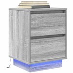 VidaXL Tables de chevet avec lumières LED 2Pièces sonoma gris 38x34x50 cm