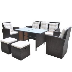 vidaXL Ensemble à manger d'extérieur avec coussins 6Pièces Résine tressée