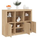 vidaXL Buffets avec lumières LED 3 Pièces chêne sonoma bois d'ingénierie