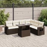 vidaXL Salon de jardin avec coussins 7 Pièces marron résine tressée