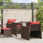 vidaXL Salon de jardin 4 Pièces avec coussins marron résine tressée