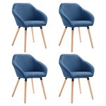 vidaXL Chaises à manger lot de 4 bleu tissu