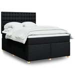 vidaXL Sommier à lattes de lit avec matelas Noir 140x190 cm Tissu