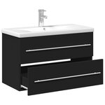 vidaXL Armoire lavabo de salle de bain avec bassin intégré noir