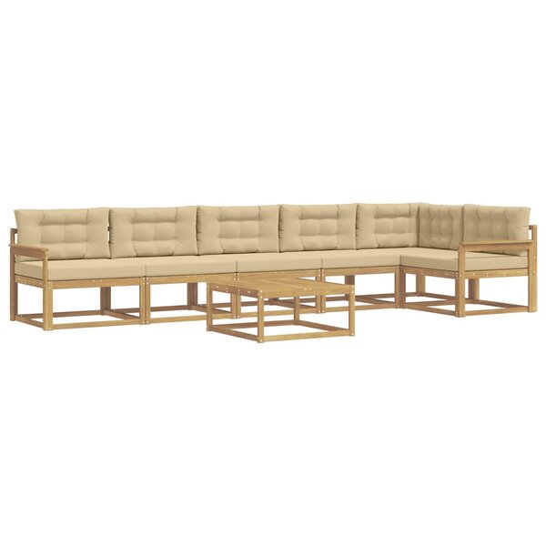 vidaXL Ensemble de canapés d'extérieur 7 pc Blanc et Beige Polyester