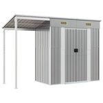 vidaXL Abri de jardin avec toit prolongé gris clair 277x107x181 cm