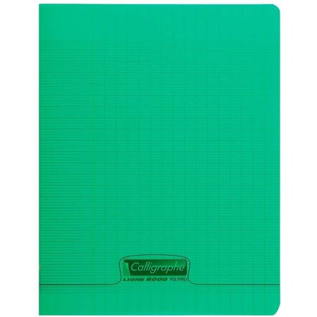 Cahier 140 pages seyès 90 g  couverture polypropylène vert  format 17 x 22 cm  CALLIGRAPHE
