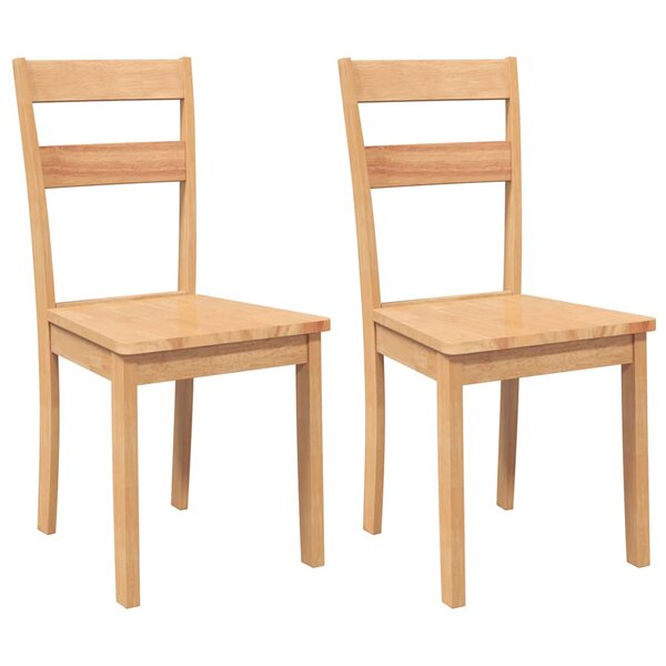 vidaXL Chaises à manger 2 Pièces bois massif naturel caoutchouc