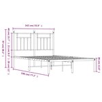 vidaXL Cadre de lit métal sans matelas avec tête de lit noir 135x190cm