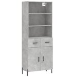 vidaXL Buffet haut Gris béton 69 5x34x180 cm Bois d'ingénierie