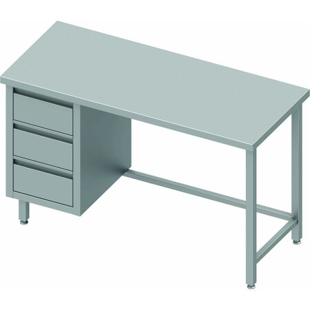Table inox avec 3 tiroirs & sans dosseret - gamme 800 - stalgast -  - inox1300x800 x800x900mm
