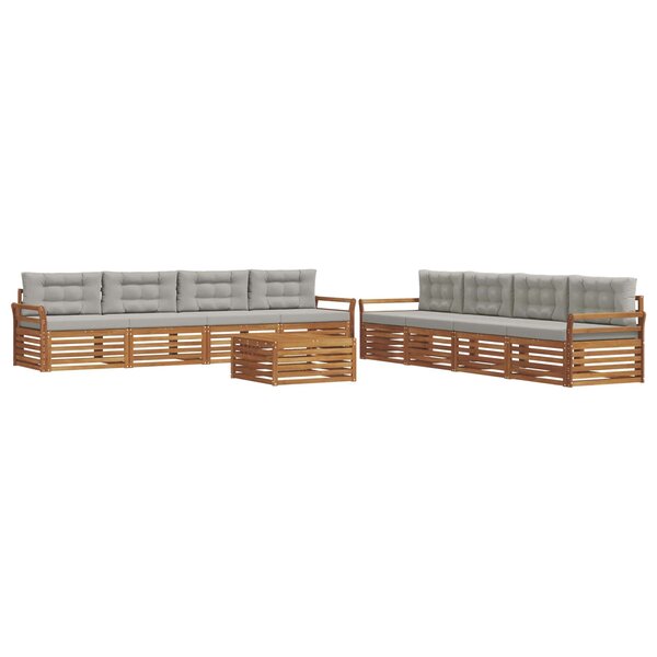 vidaXL Ensemble de canapés d'extérieur 9 pc Gris Naturel et Clair