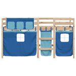 vidaXL Lit mezzanine enfants et rideaux bleu 90x190cm bois pin massif
