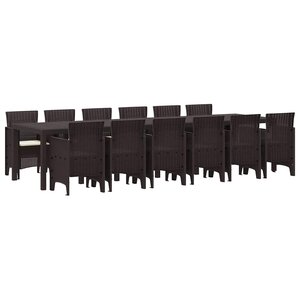 vidaXL Ensemble de salle à manger pour jardin 13 Pièces Marron