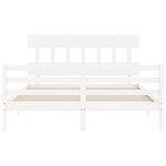 vidaXL Cadre de lit avec tête de lit blanc King Size bois massif